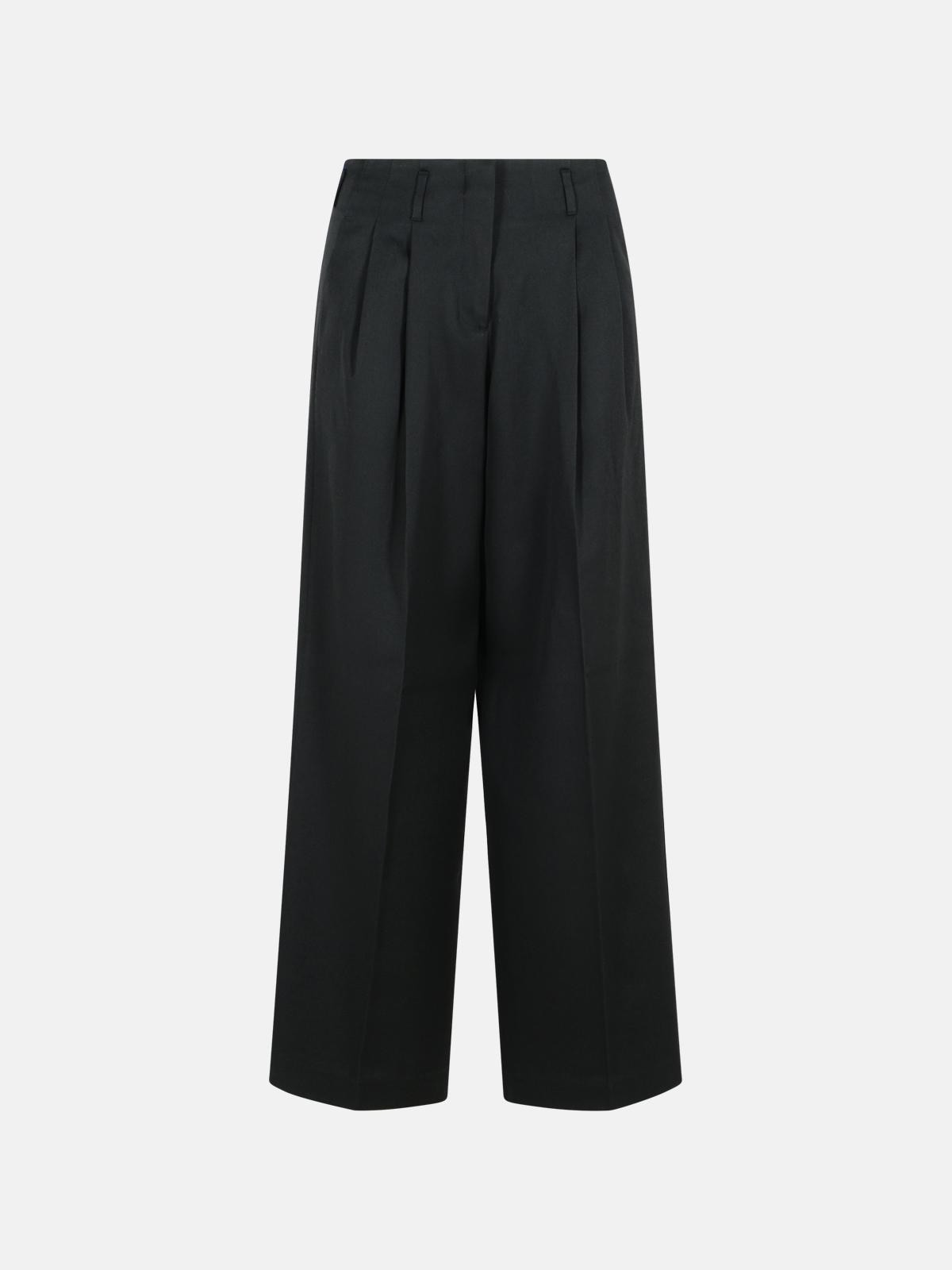 'PALAZZO' BLACK VIRGIN WOOL PANTS - 1