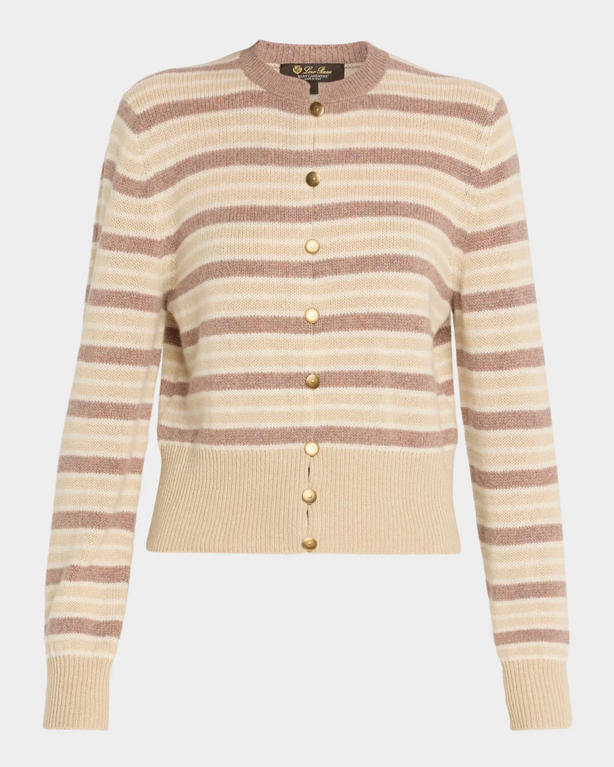 Fobello Striped Cashmere Crewneck Cardigan - 1