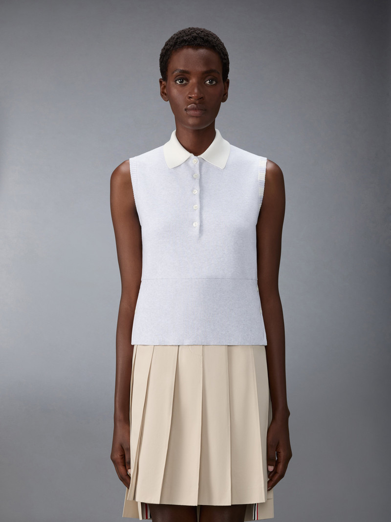 Thom Browne MILANO STITCH 4-BAR SLEEVELESS POLO outlook