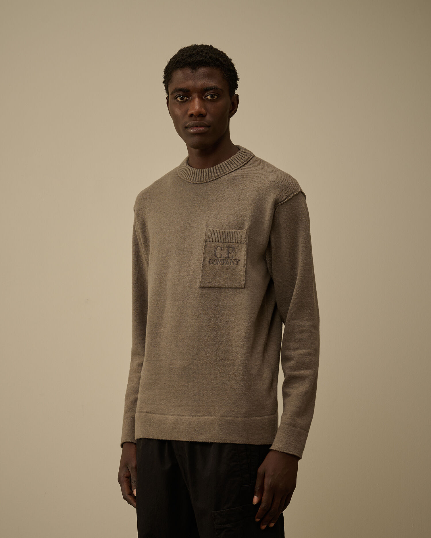 Soft Cotton Stretch Chest Pocket Crewneck Sweater - 3
