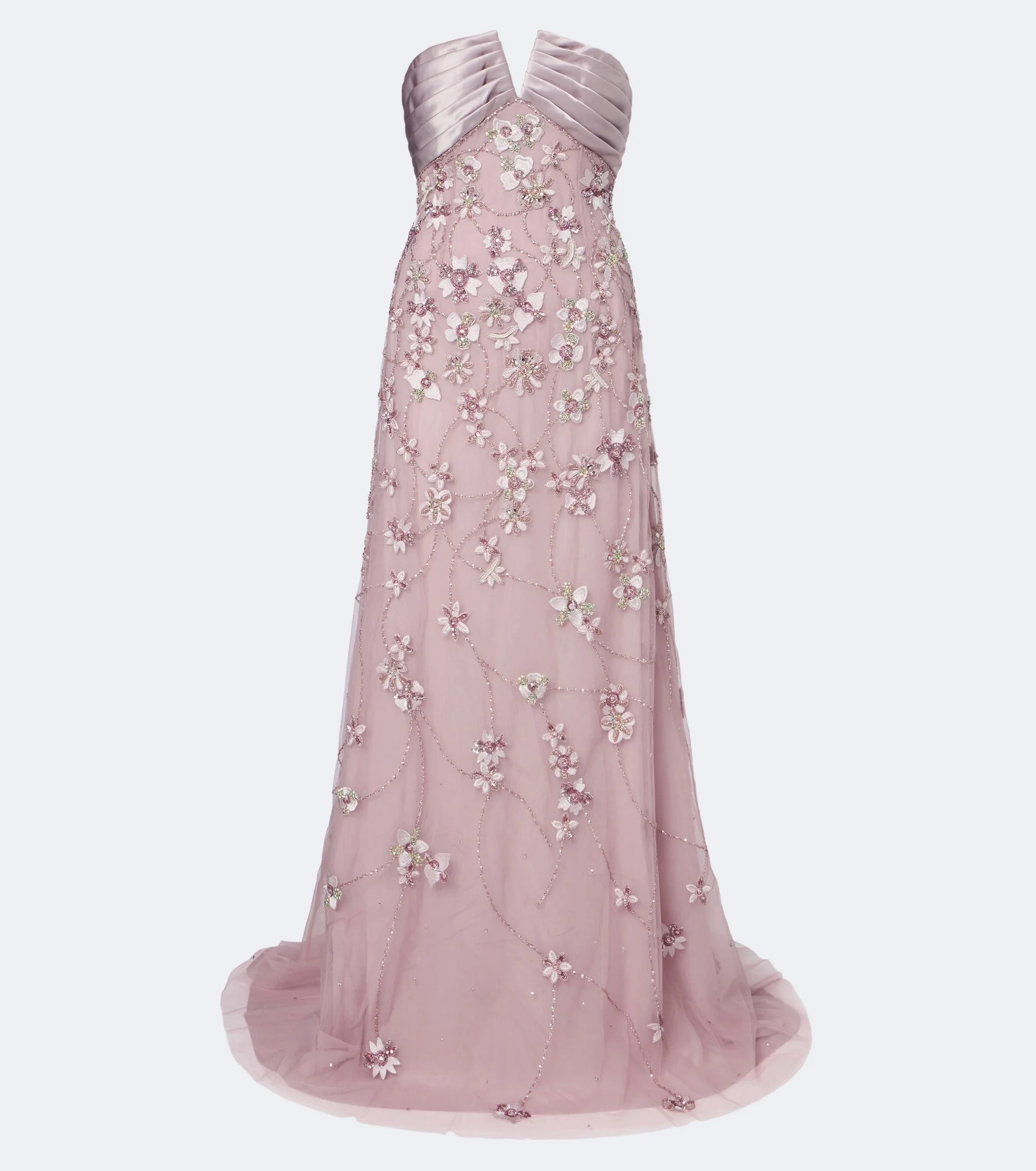 Embellished sheer tulle bustier gown - 1