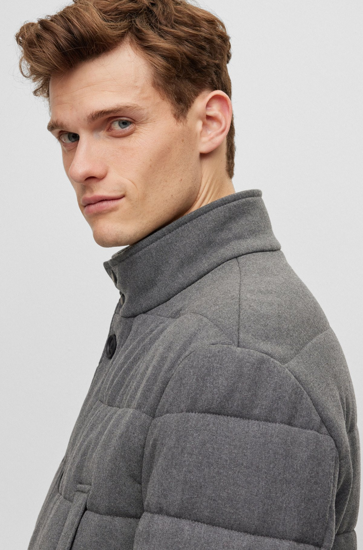 REGULAR-FIT PADDED COAT IN A STRETCH WOOL BLEND - 3