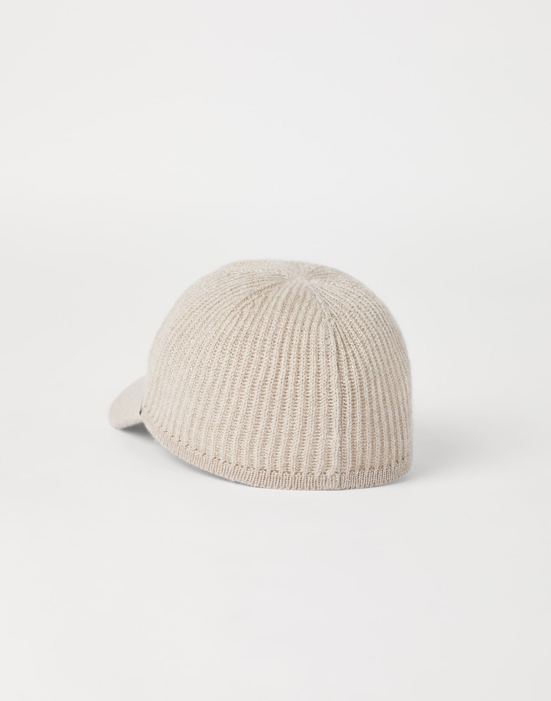 Brunello Cucinelli Sparkling cashmere English rib knit baseball cap with monili outlook