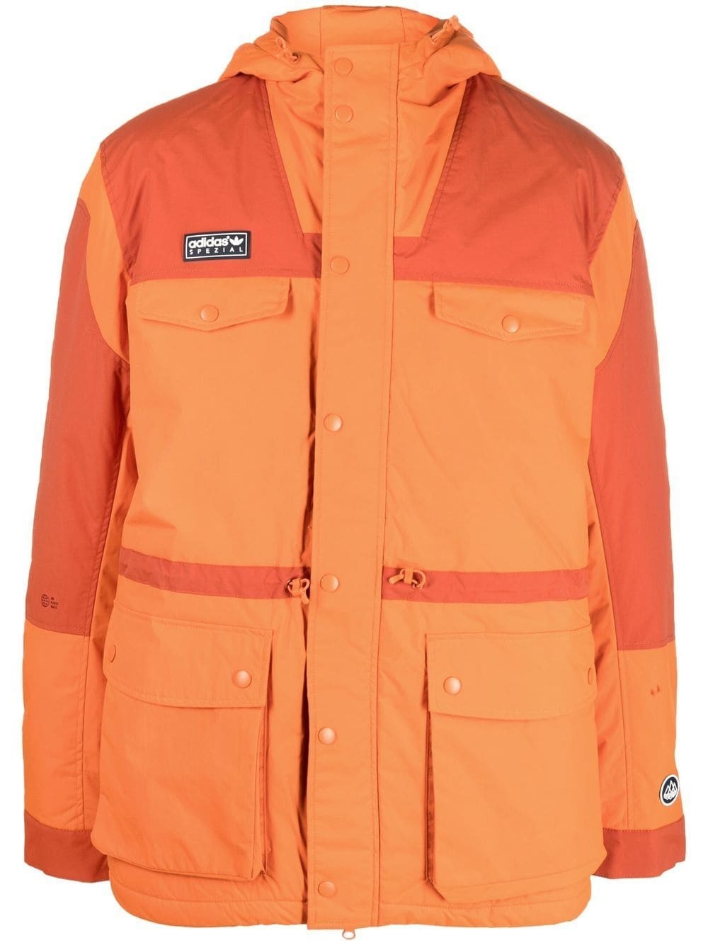chest logo-patch hooded jacket - 1