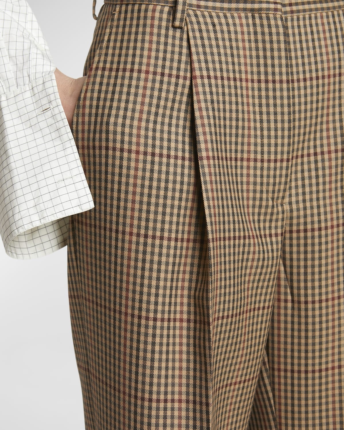 Porter Wool Check Pleated Wide-Leg Pants - 5