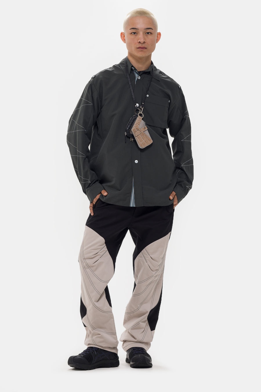 Solix Zip Trouser in Black Sable/Seedpearl - 2