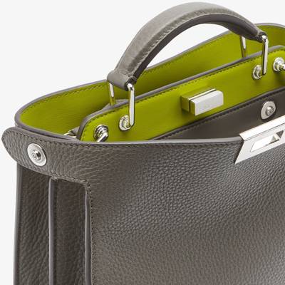 FENDI Small Peekaboo ISeeU bag, made of gray Cuoio Romano leather with contrasting acid green interior. Th outlook