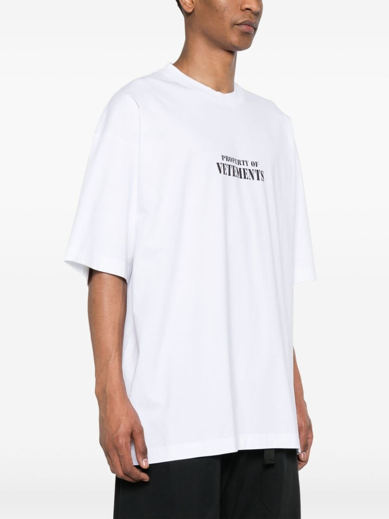 로고 인쇄 면 T 셔츠 4