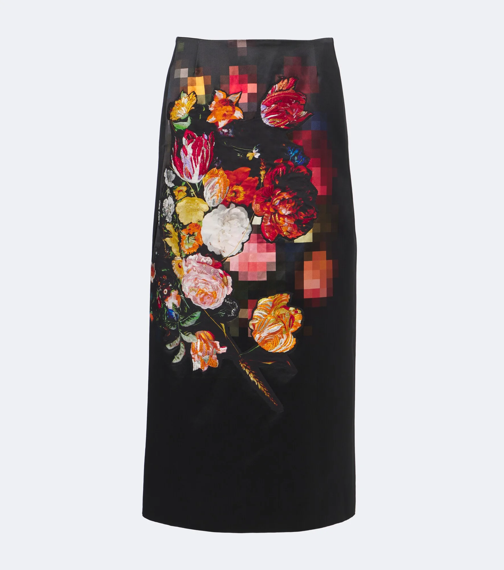 Embroidered cotton and silk midi skirt - 1