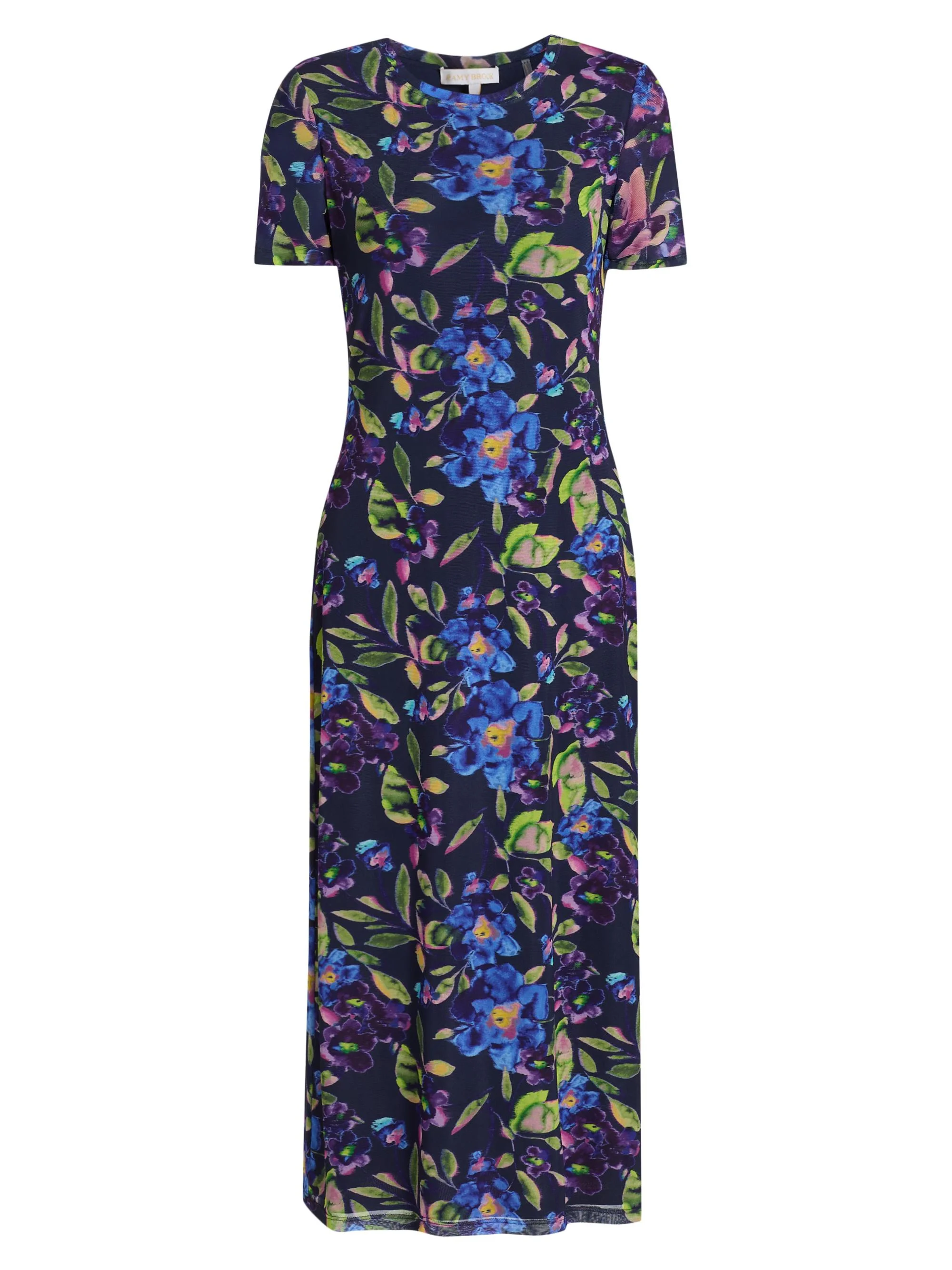 Women's Kamila Painted Floral Midi-Dress - Navy Floral Mesh - 1
