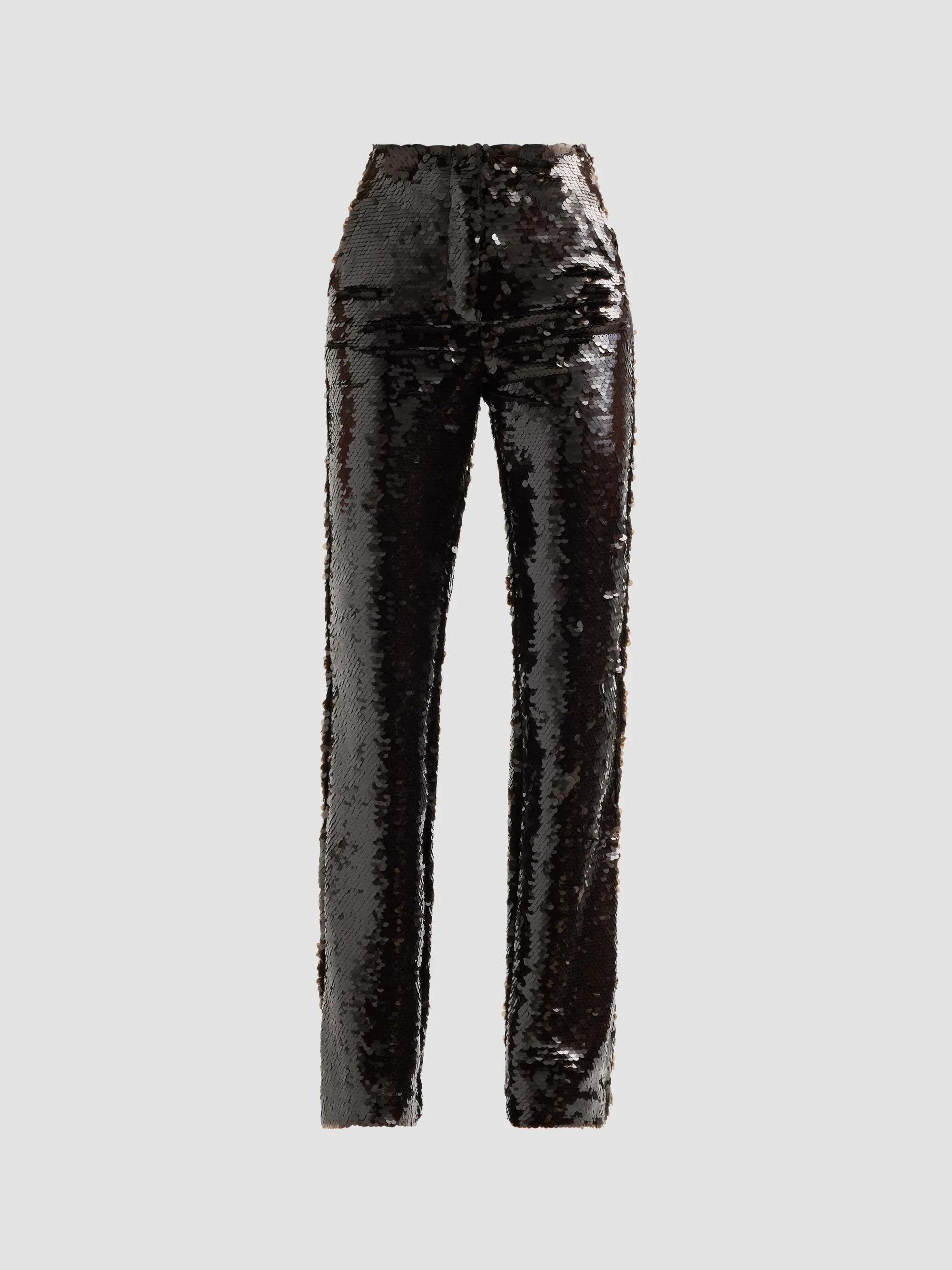 Women's Sequin High-Rise Flared Pants - Chocolate - 1