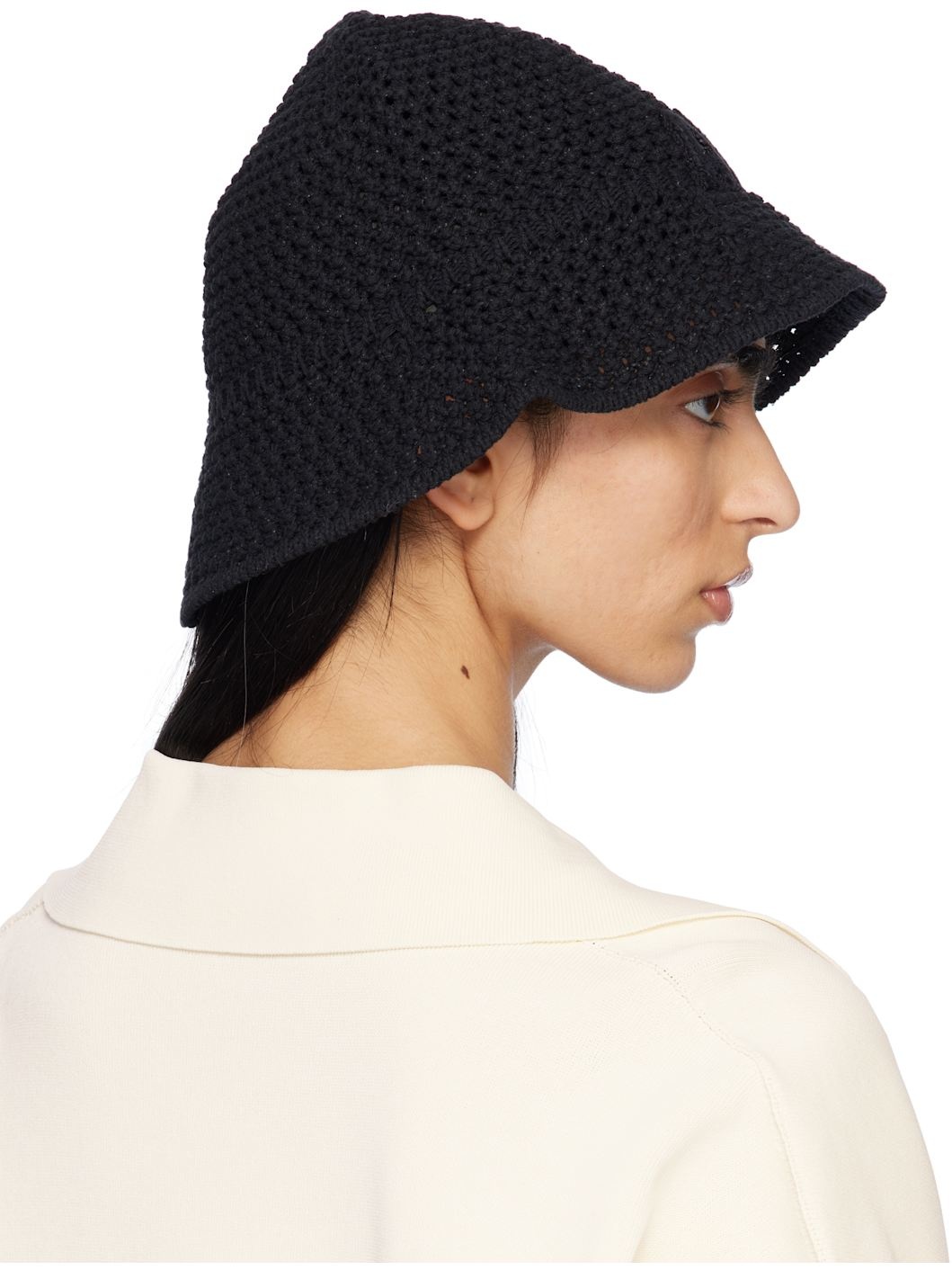 Black Knit 'AMI' Patch Bucket Hat - 3