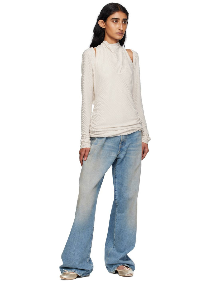 OPEN YY Off-White Pleats Convertible Bolero Top outlook