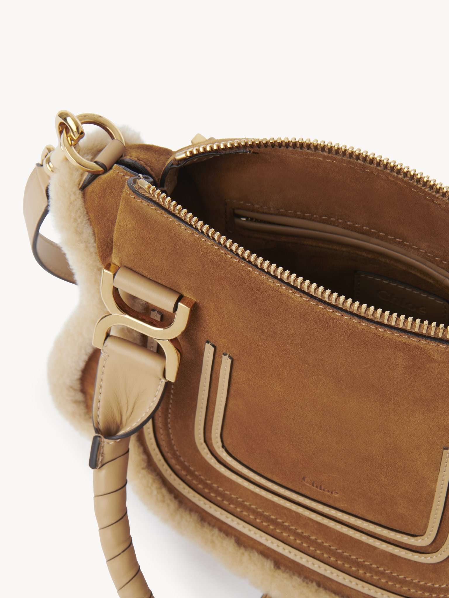 SMALL MARCIE BAG IN SUEDE LEATHER & SHEARLING - 6