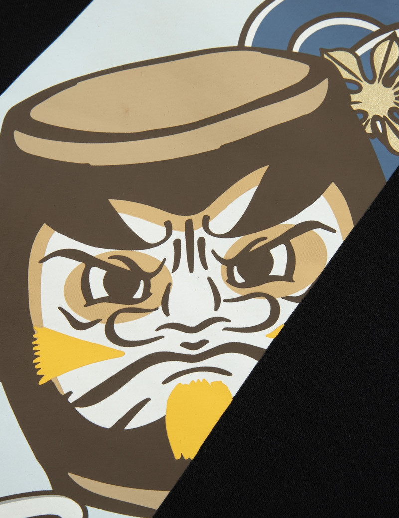 LUCKY CAT AND TAIKO DARUMA-PATTERN DAICOCK PRINT SWEAT SHORTS 8