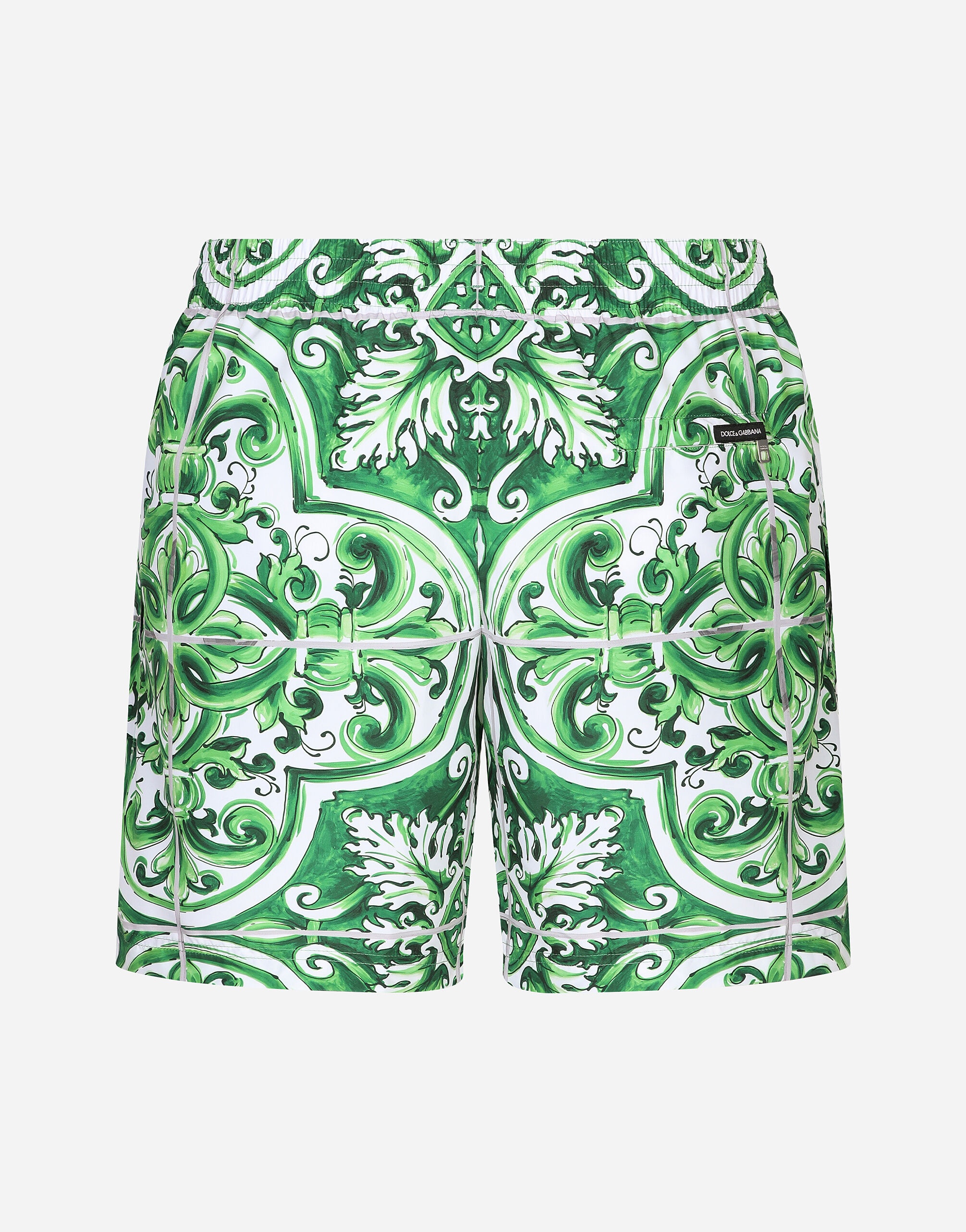 Mid-length majolica-print swim trunks - 3