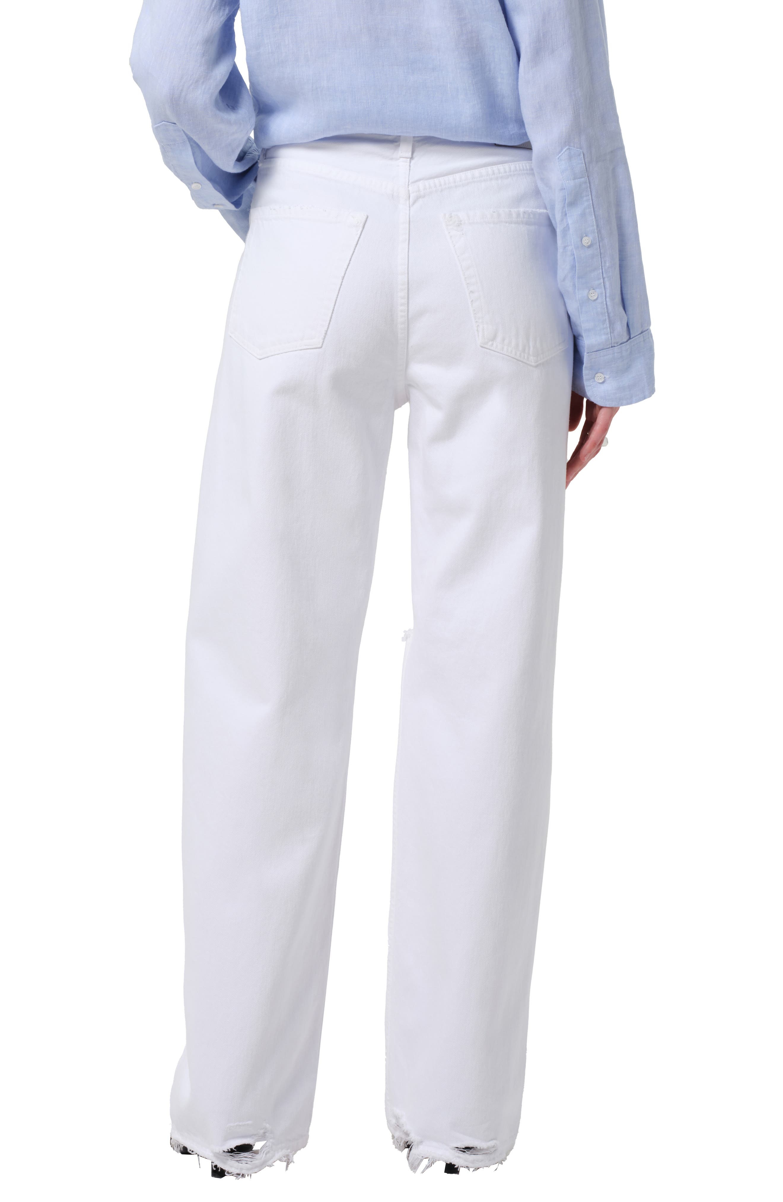 Citizens of Humanity Ayla Ripped Baggy Wide Leg Jeans in Zinc (White) at Nordstrom - 2