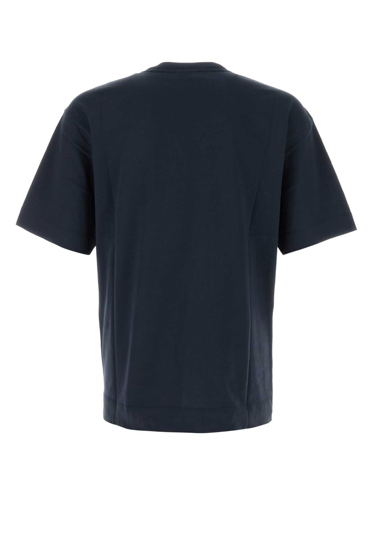 Dries Van Noten Men Navy Blue Cotton Heli T-Shirt - 2
