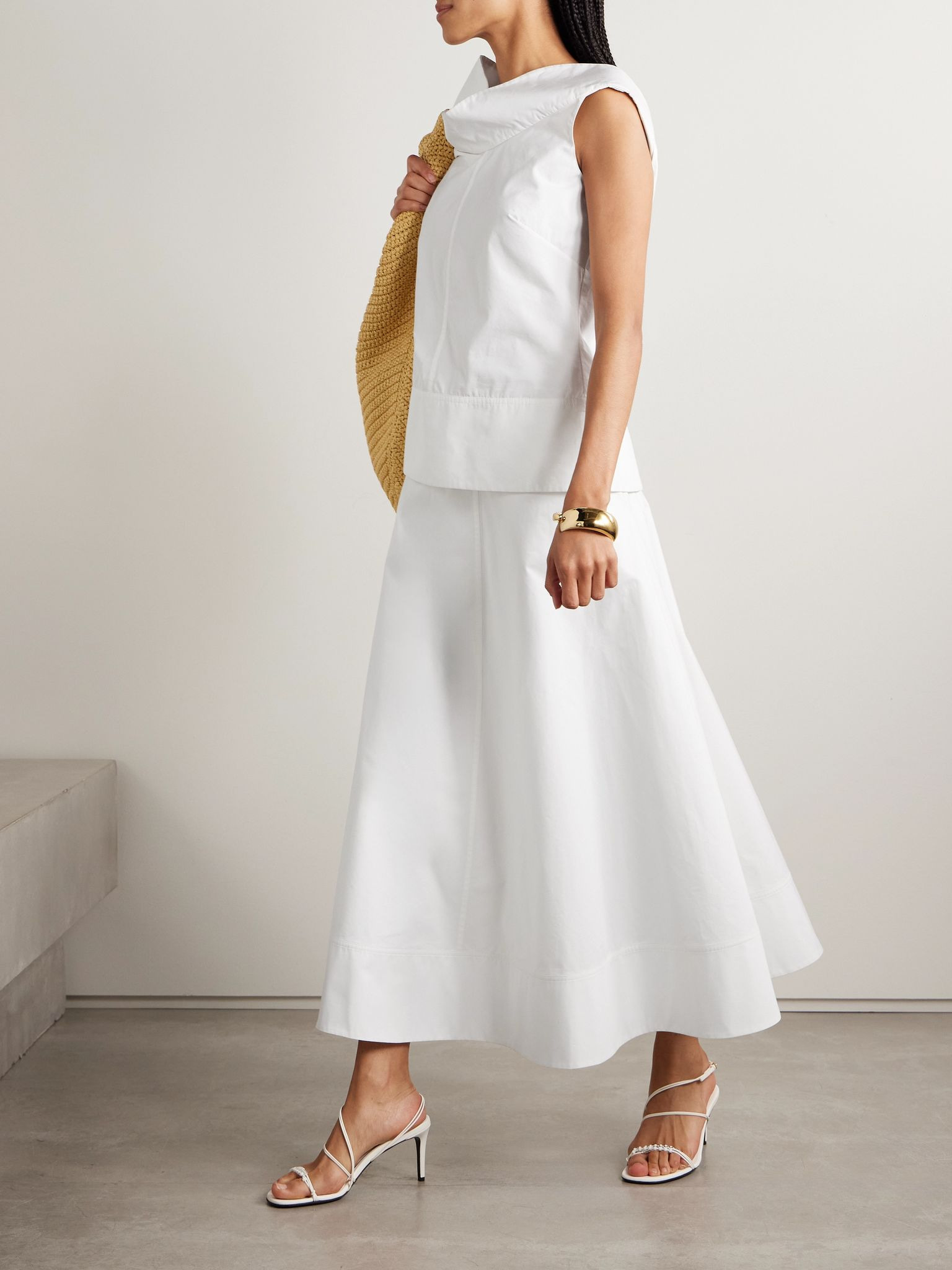 The Bowie draped cotton-poplin top White - 2