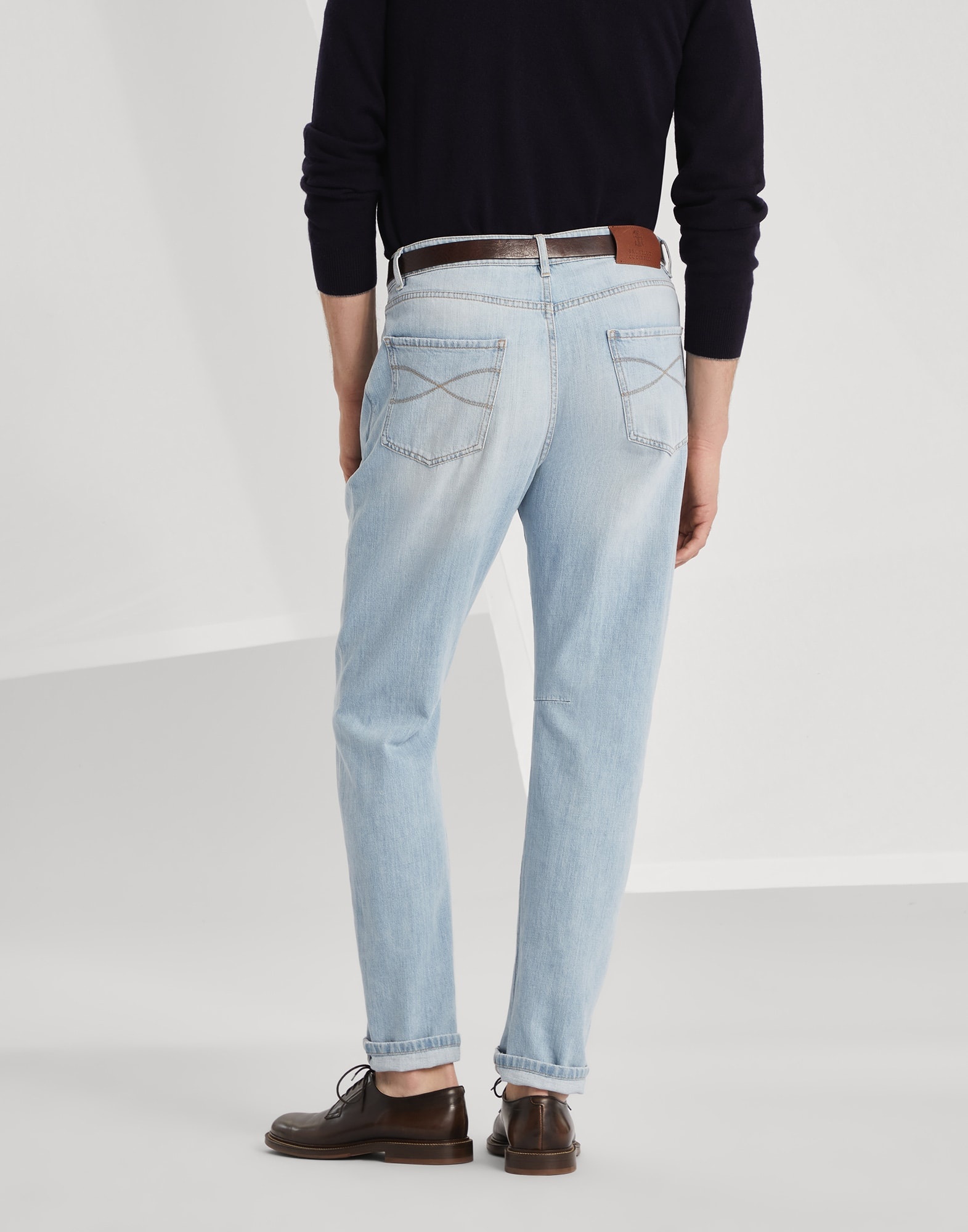 Lightweight denim leisure fit five-pocket trousers - 2