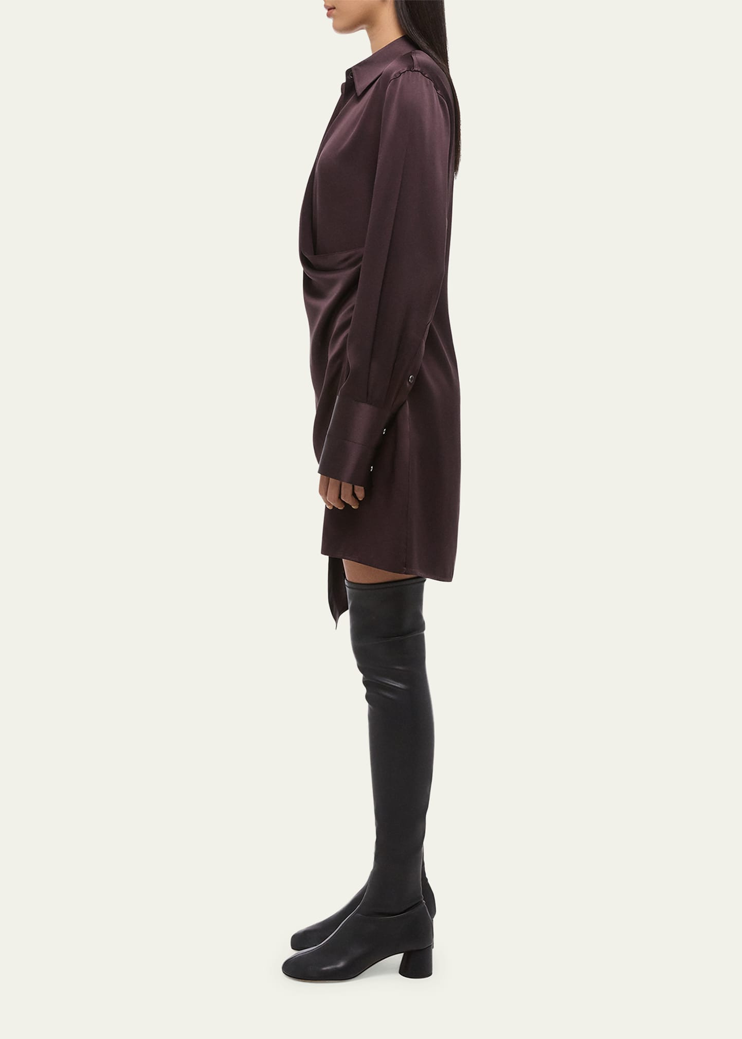 Silk Wrap Shirtdress - 4