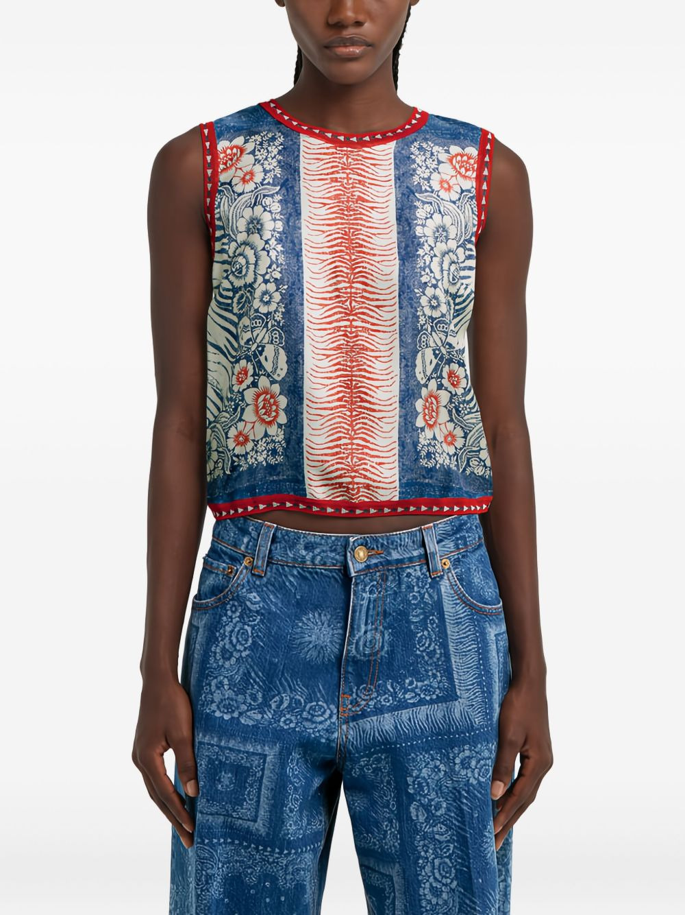 print sleeveless top - 3