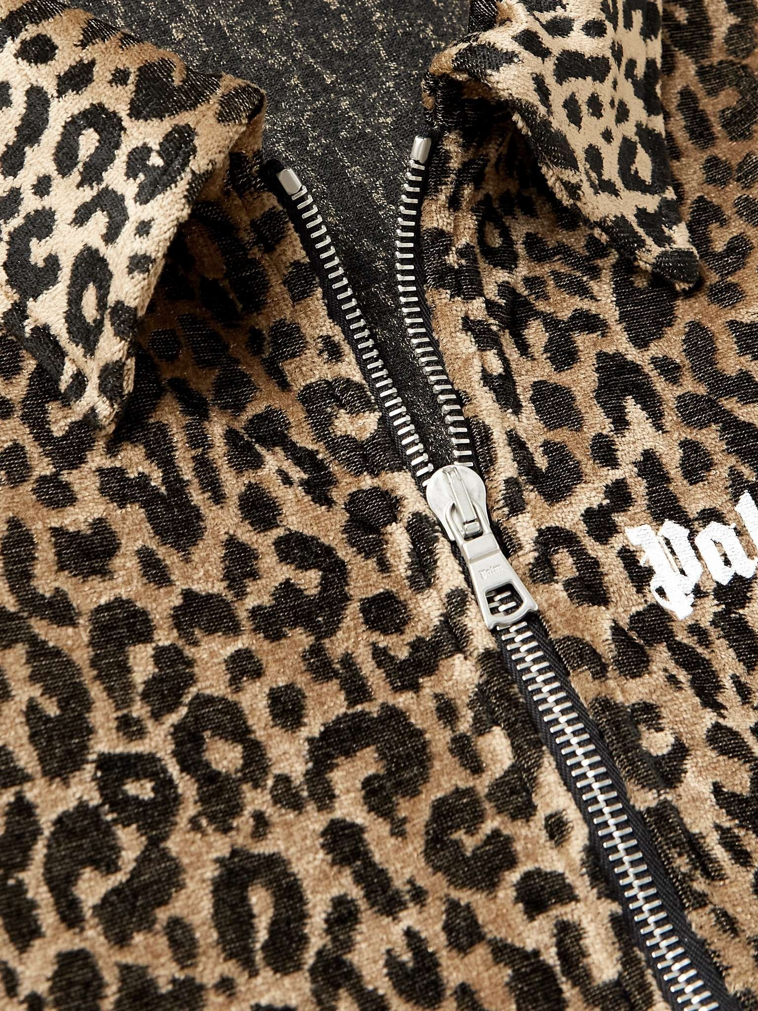 Logo-Print Striped Leopard-Print Velour Half-Zip Track Jacket - 5