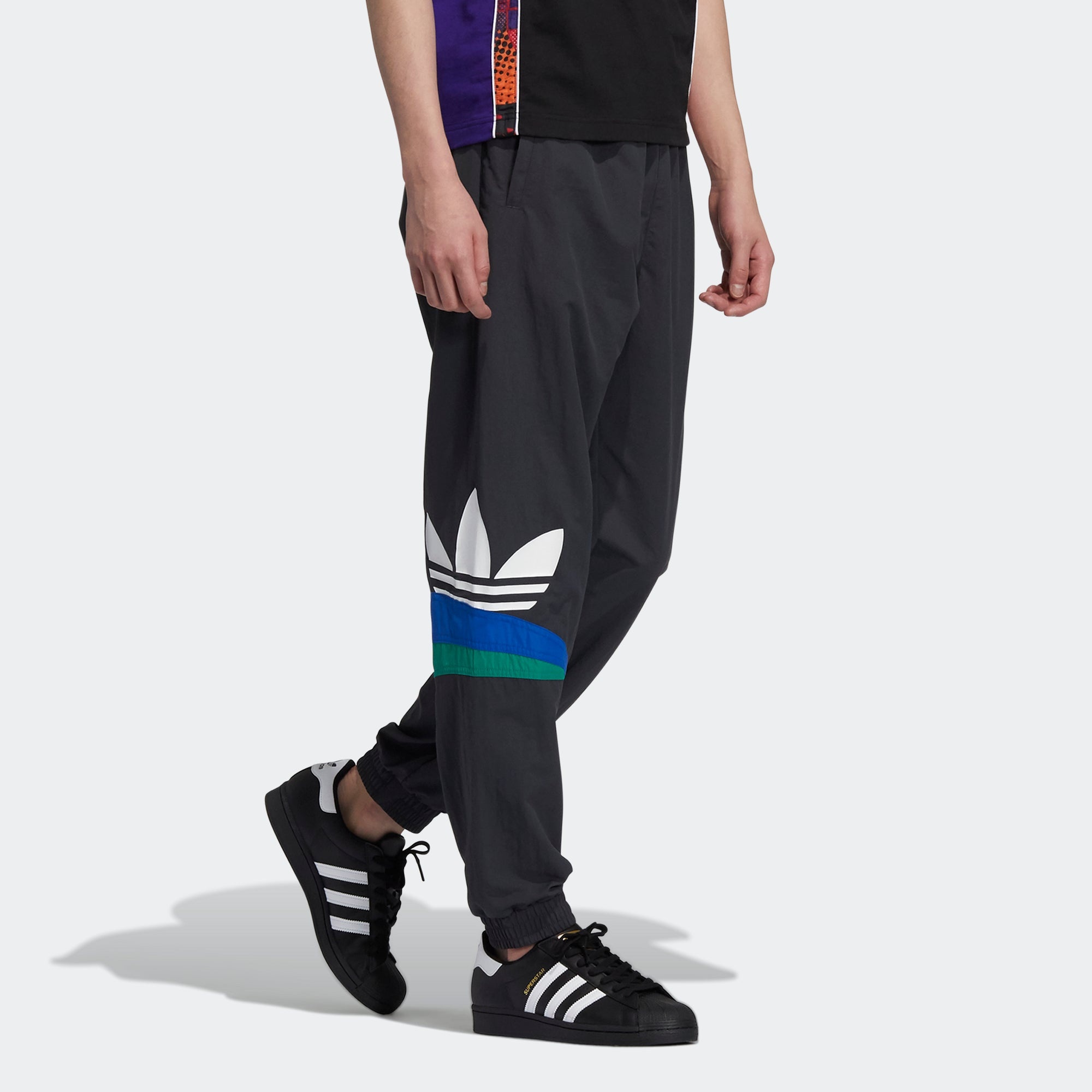 Men's adidas originals Ts Pant Large Logo Printing Contrasting Colors Sports Bundle Feet Autumn Blac - 2