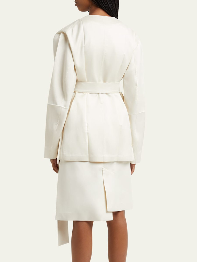 SETCHU No Collar Origami Belted Wool Jacket outlook