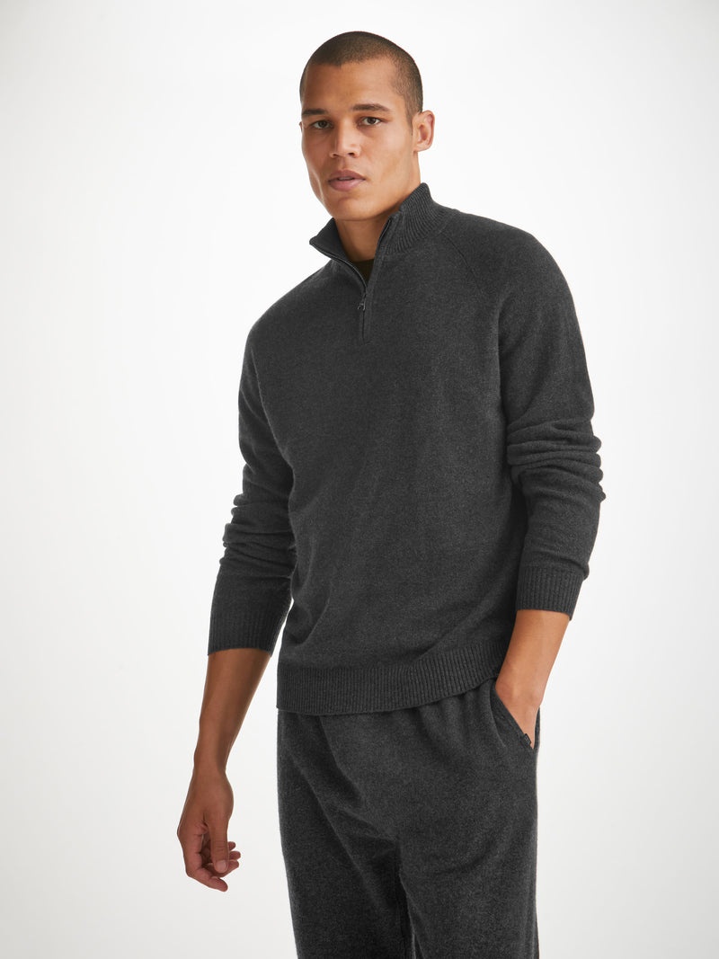 Men's Half-Zip Sweater Finley Cashmere Charcoal - 2