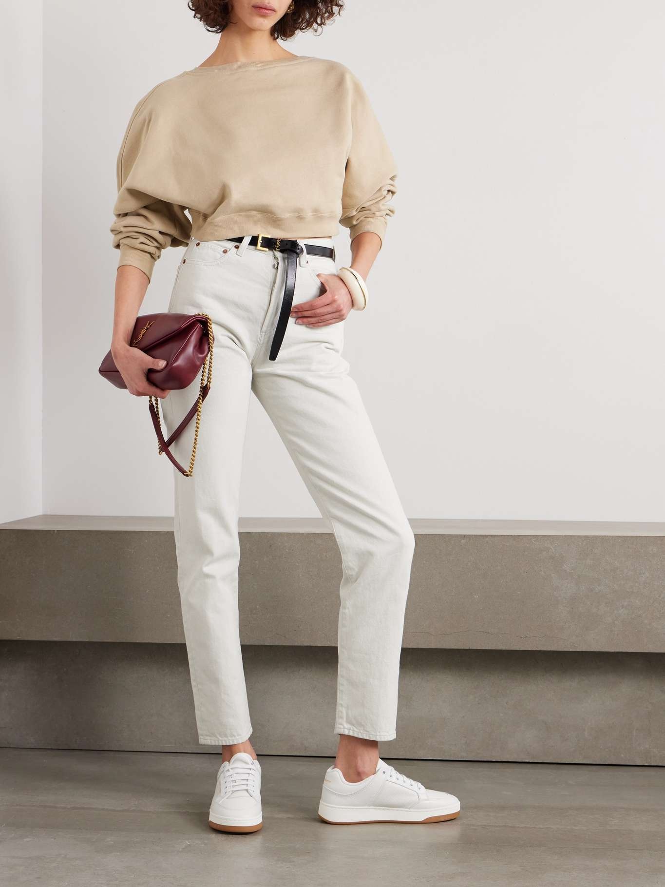 Cropped embroidered cotton-jersey sweater - 2