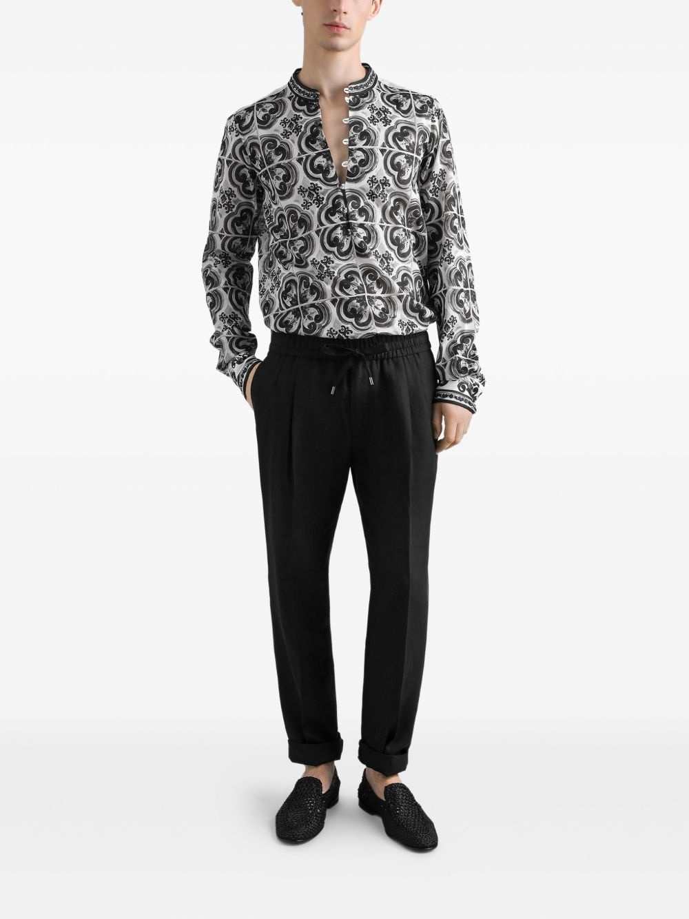 drawstring-waist pleated trousers - 2