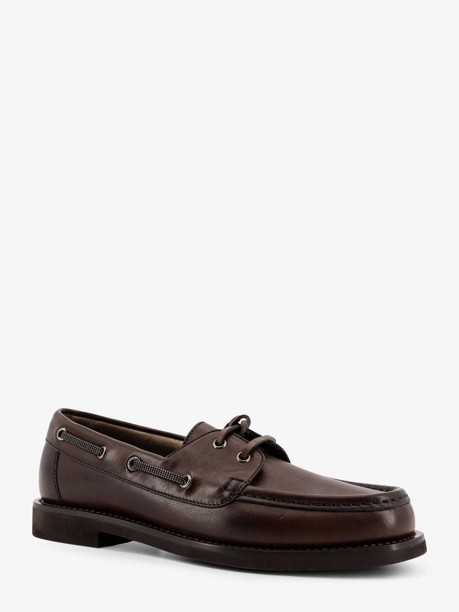 Brunello Cucinelli Women Leather Loafers With Monili Detail - 2