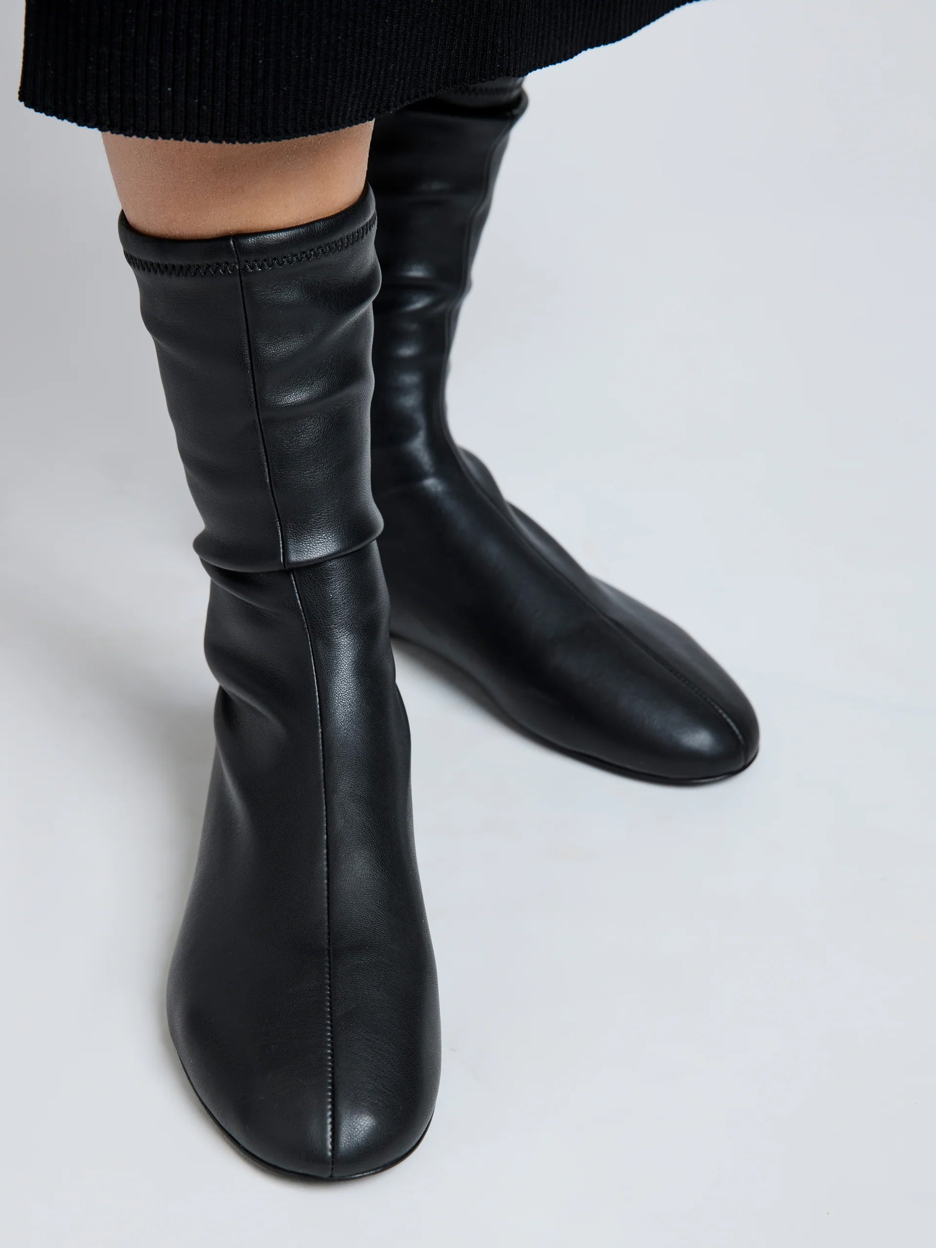 Tee Sock Boots in Faux Leather - 5