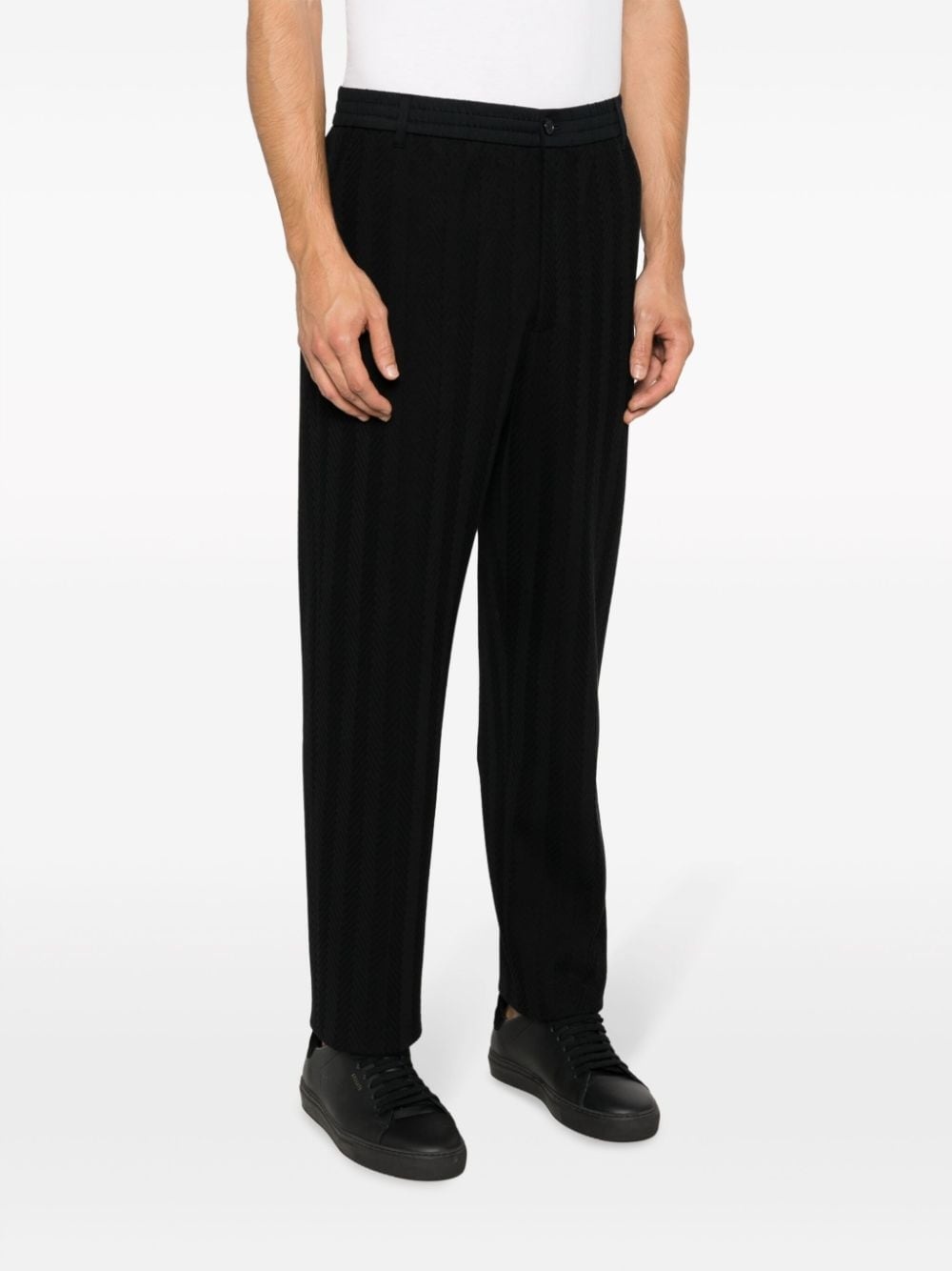 chevron-knit straight-leg trousers - 3