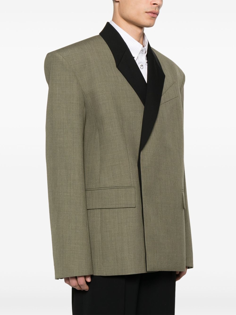 contrast-lapels blazer - 3