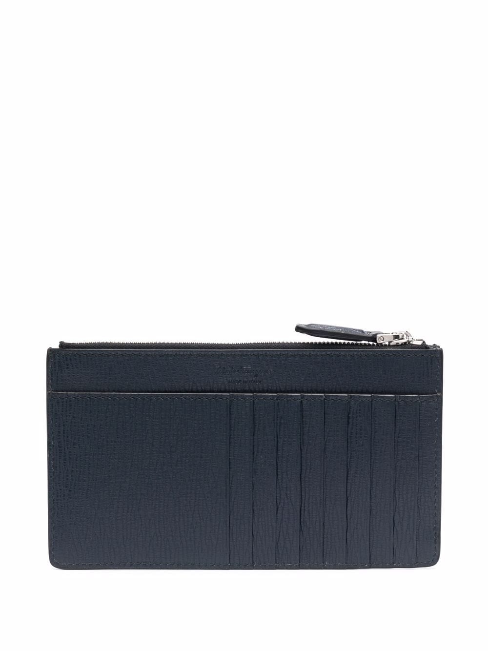 grained-texture leather cardholder - 2