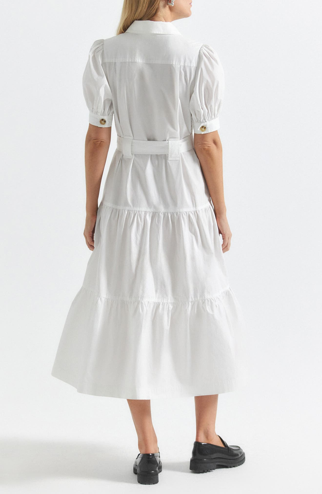 Derek Lam 10 Crosby Buffy Short Sleeve Cotton Utility Dress in White at Nordstrom - 2