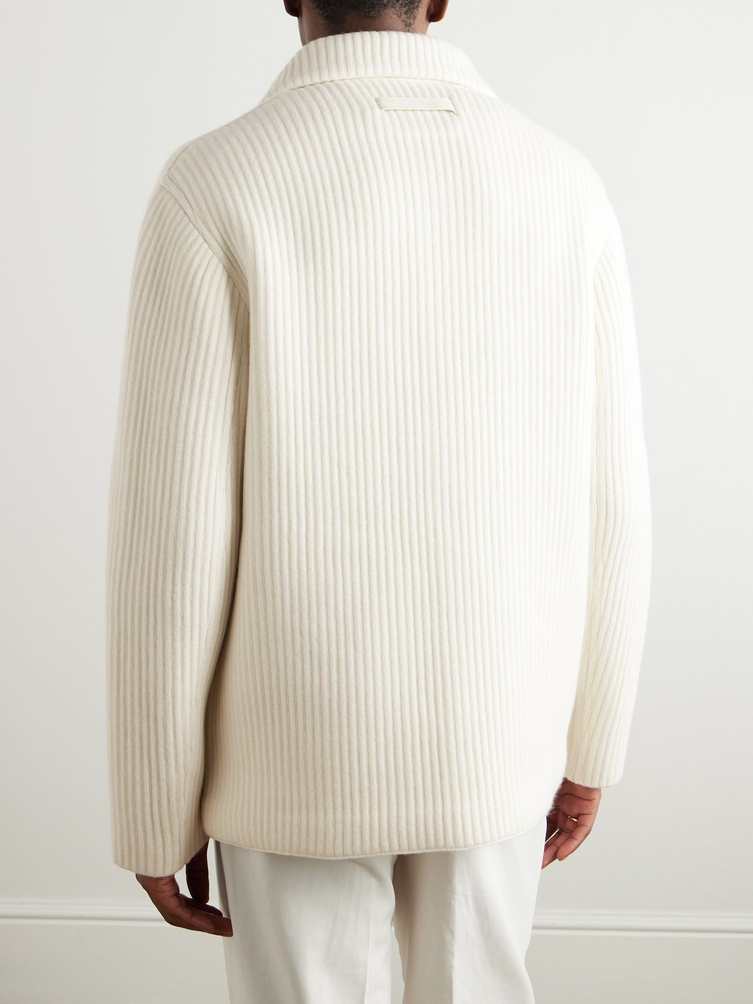 Ribbed Wool and Cashmere-Blend Jacket Neutral - 4