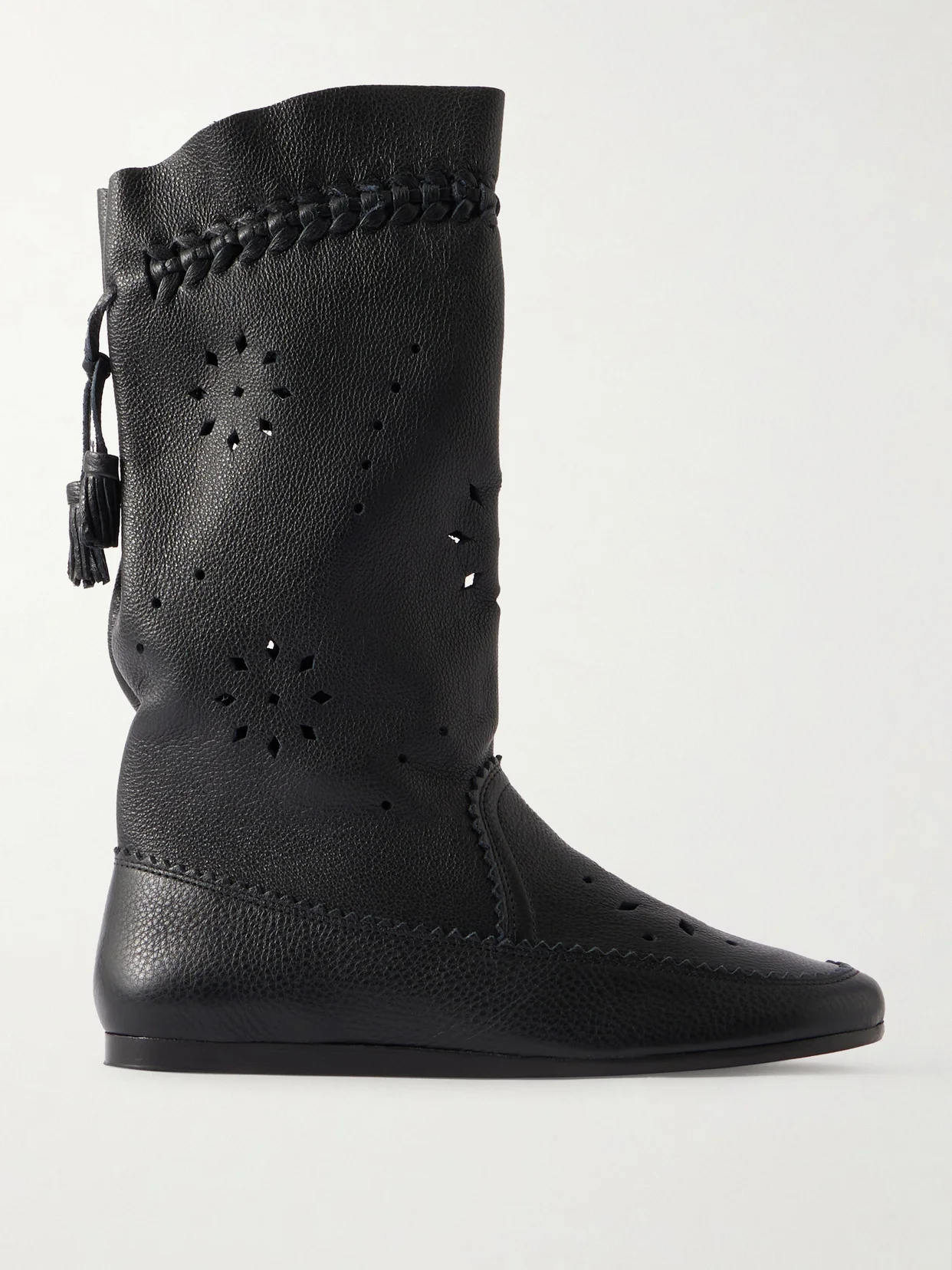 Welky Laser-cut Textured-leather Boots - 1