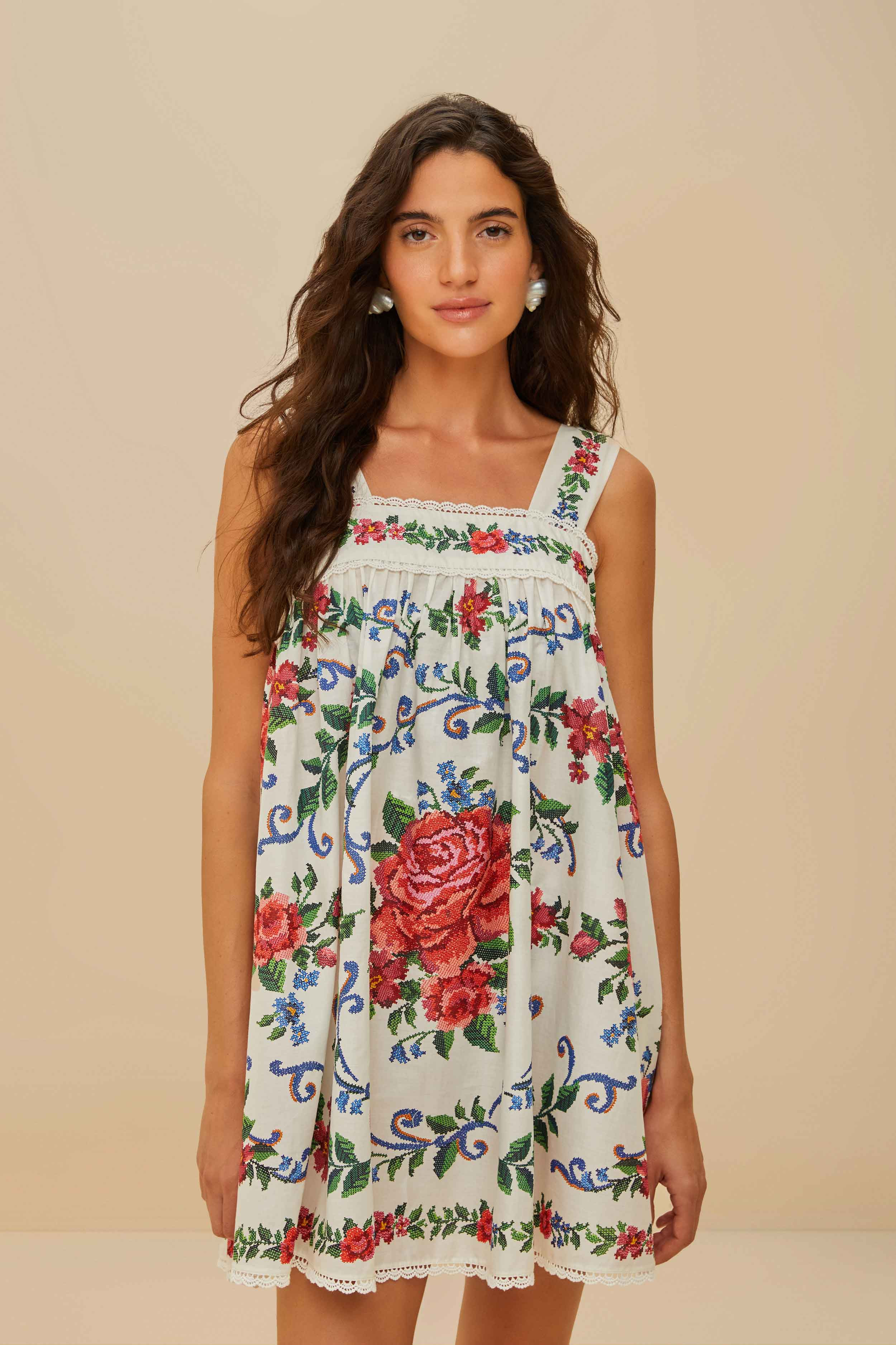 Off-White Flower Tapestry Mini Dress - 2