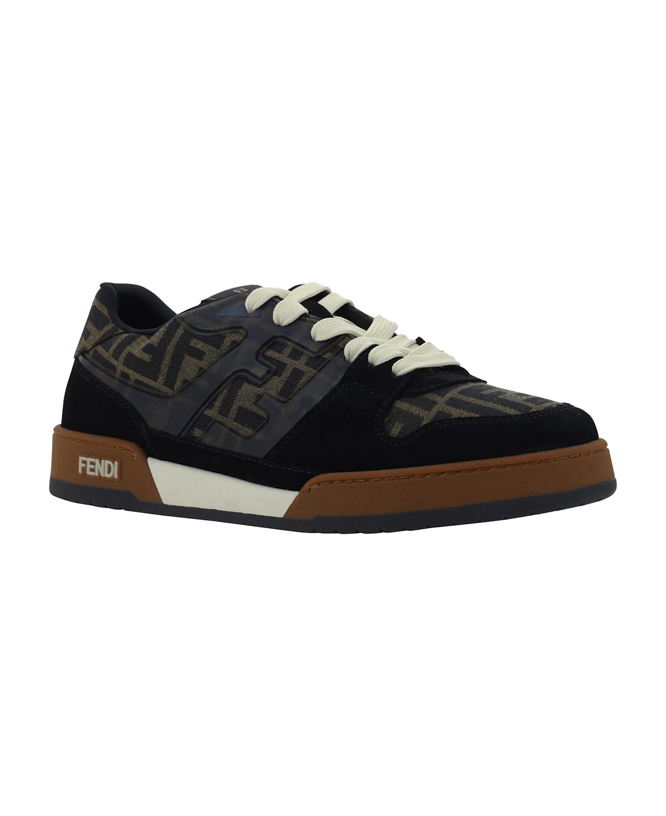 FENDI Embroidered Canvas, Leather And Rubber Match Sneakers