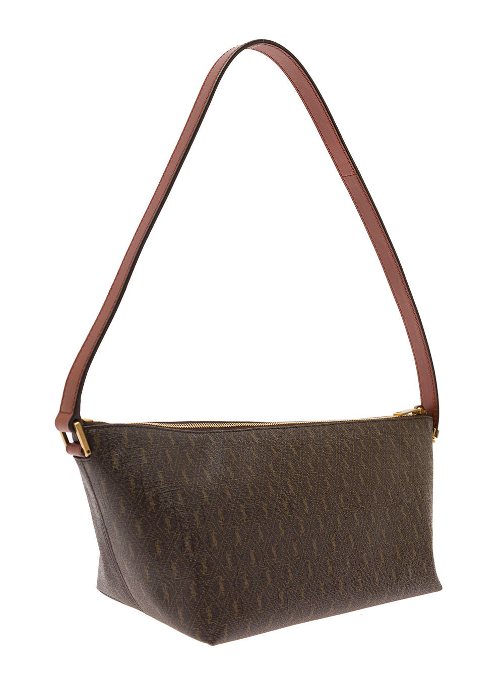Saint Laurent Men Brown Shoulder Bag With Buckle With Embossed Logo And All-Over Cassandre Embroider - 2