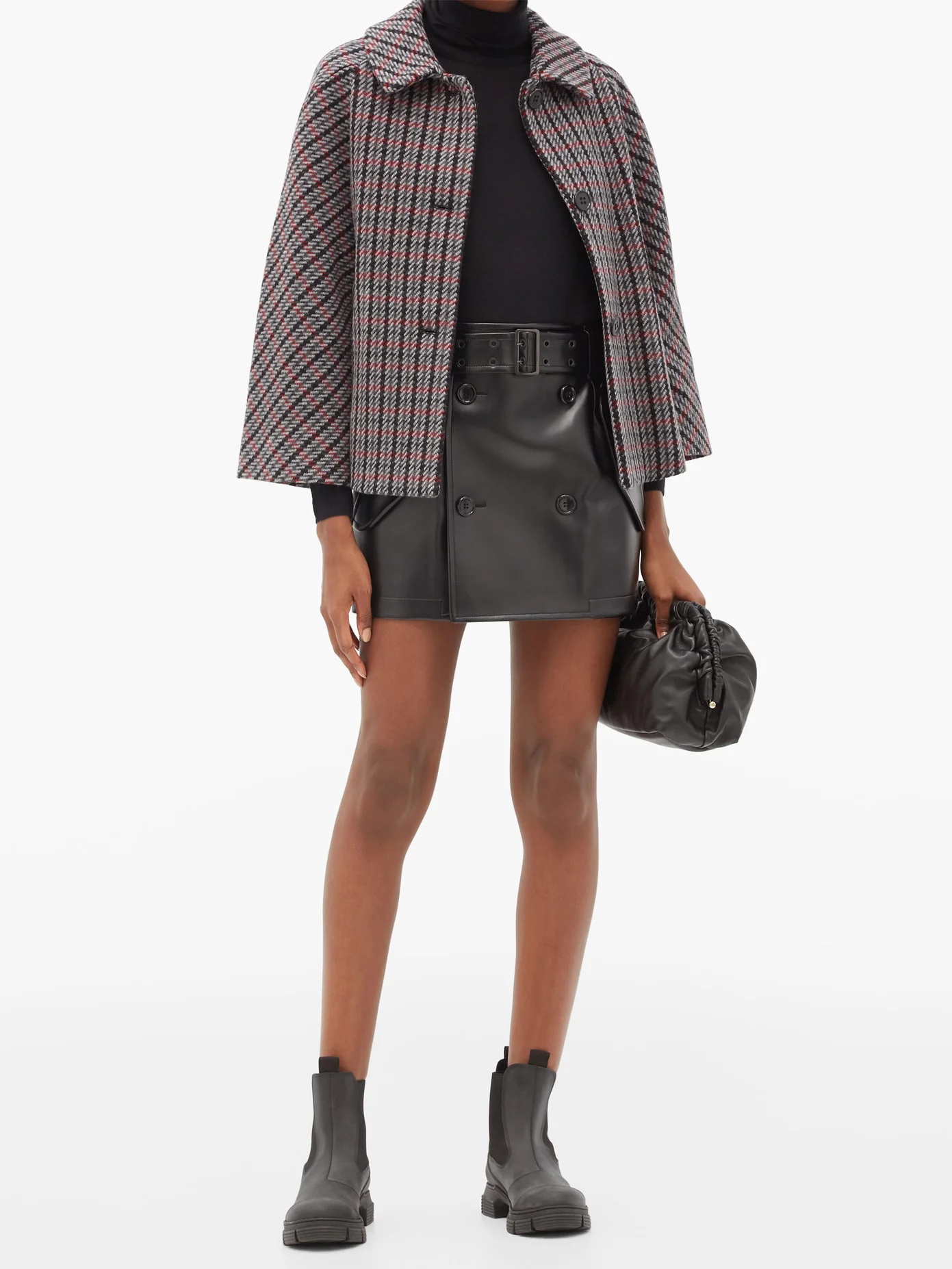 Checked wool-blend swing jacket - 6