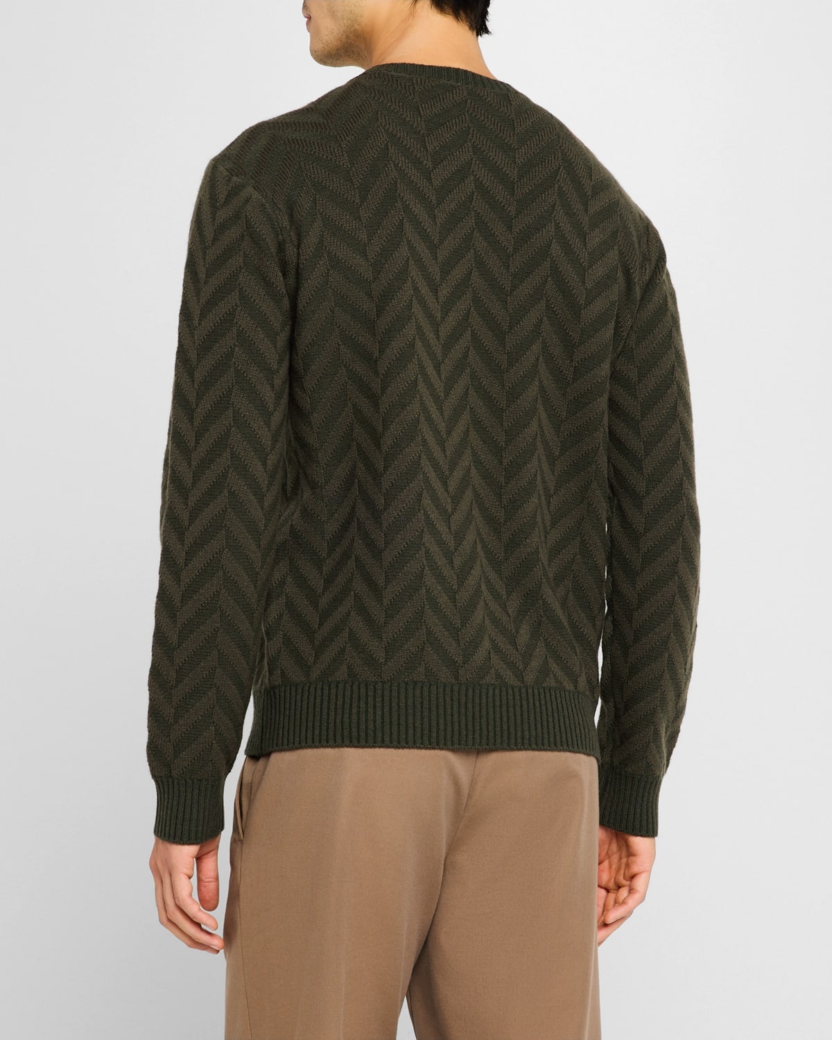 Men's Wool Jacquard Chevron Crewneck Sweater - 3