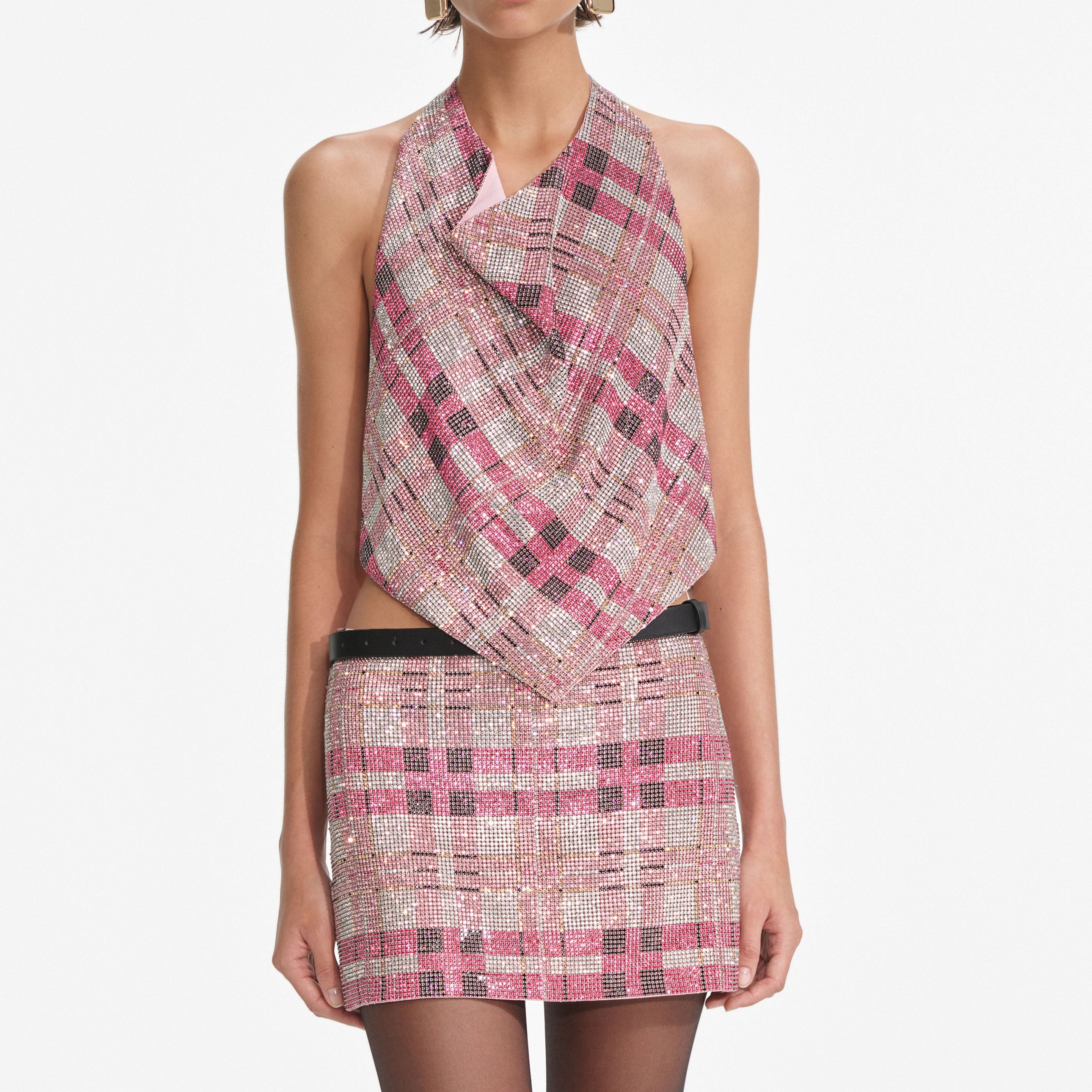 Pink Check Chainmail Skirt - 4