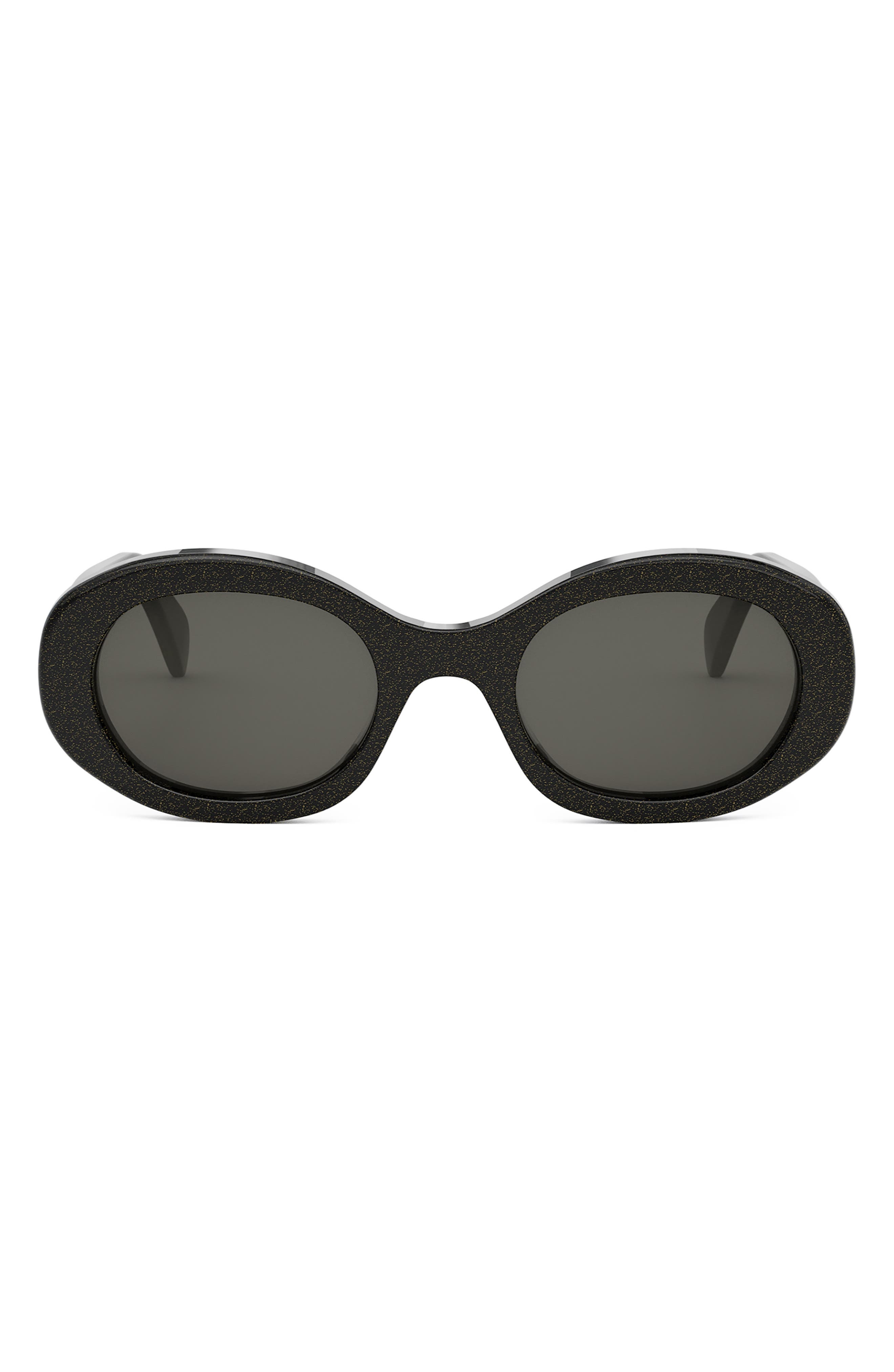 CELINE Triomphe 52mm Oval Sunglasses in Black/Crystal /Smoke at Nordstrom - 1