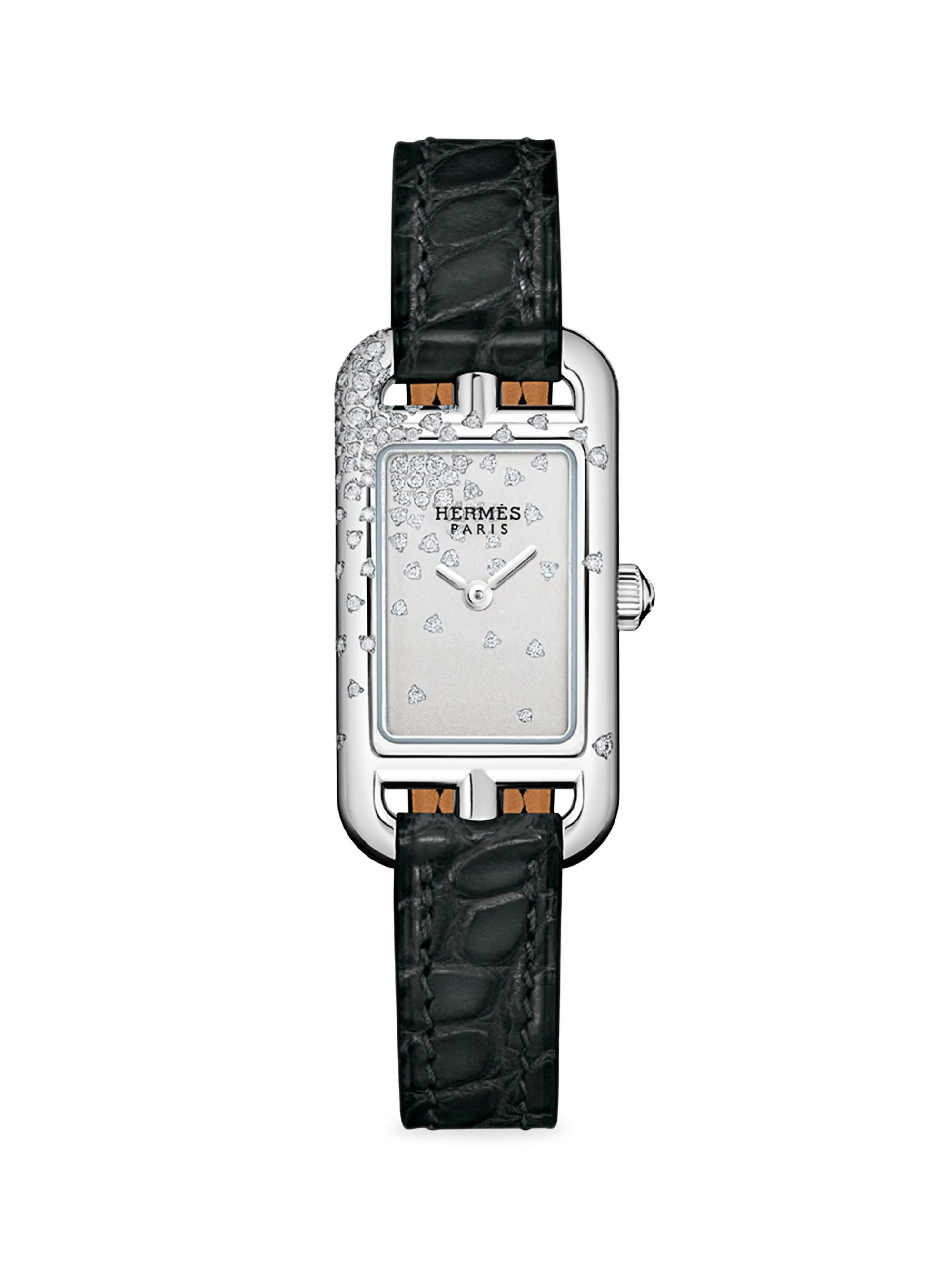 Women's Nantucket Stainless Steel, 0.3 TCW Diamond & Alligator Strap Watch/17MM x 23MM - Black - 1