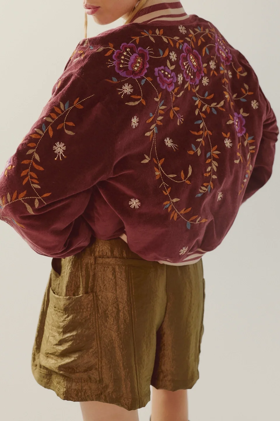 Leona Embroidered Bomber Jacket - 1