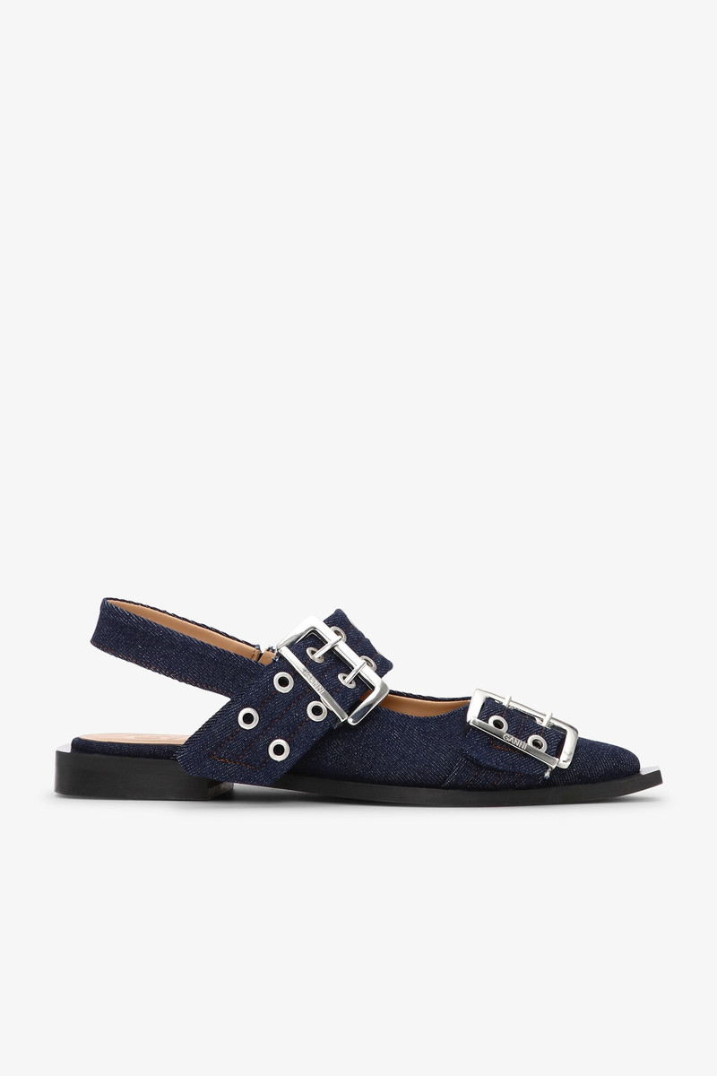 DENIM FEMININE BUCKLE BALLERINAS 1